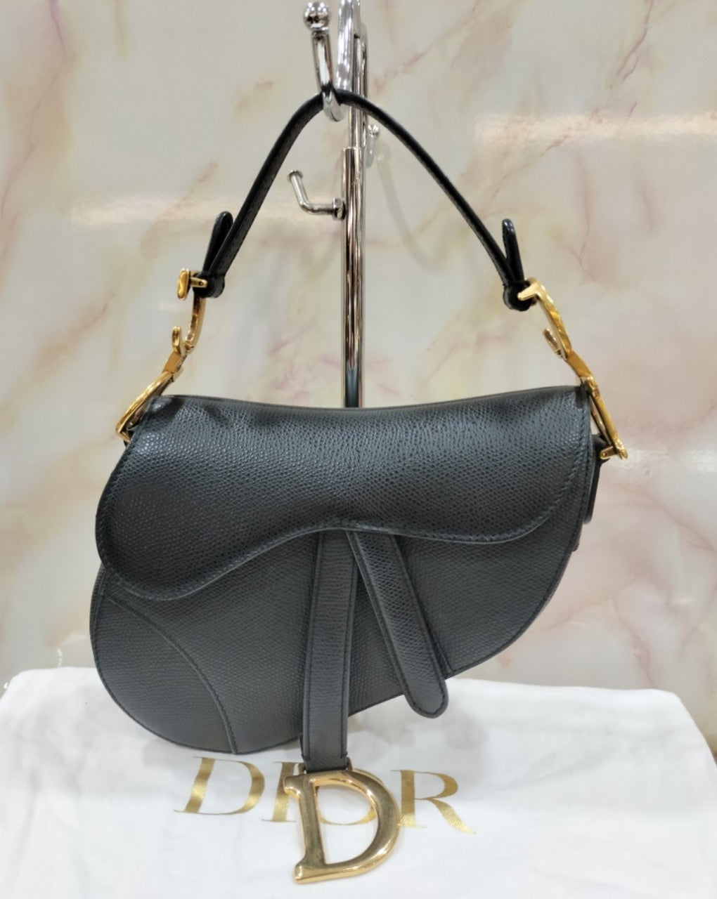 Dior Saddle Mini Black Grained GHW 2018