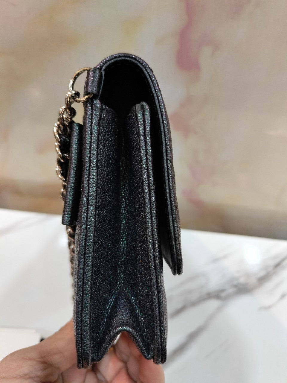 Chanel WOC Iridescent Purple Black SHW #27. Size 20x11x3cm