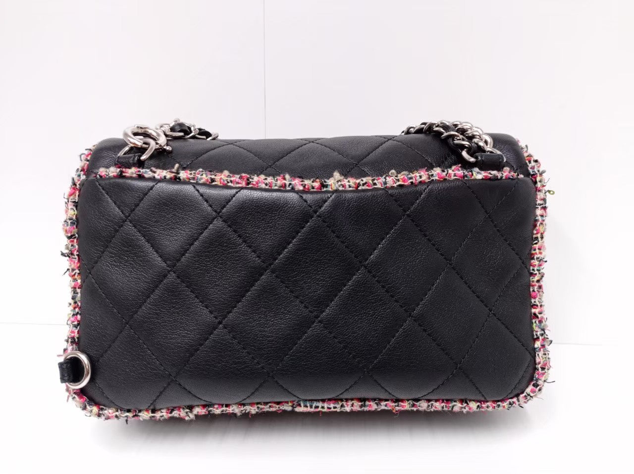Chanel Mini Black Lamb Tweed SHW #28 Size 20x13x7cm