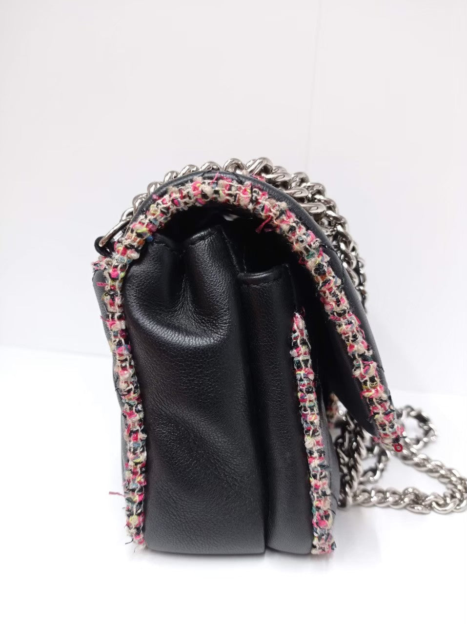 Chanel Mini Black Lamb Tweed SHW #28 Size 20x13x7cm