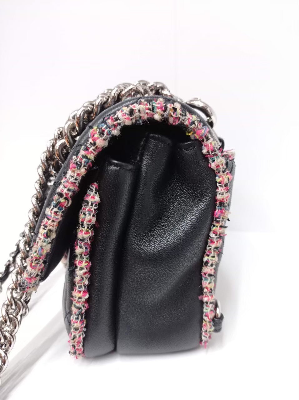 Chanel Mini Black Lamb Tweed SHW #28 Size 20x13x7cm
