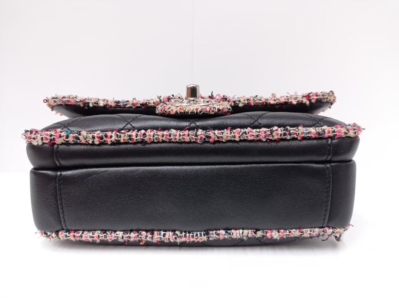 Chanel Mini Black Lamb Tweed SHW #28 Size 20x13x7cm