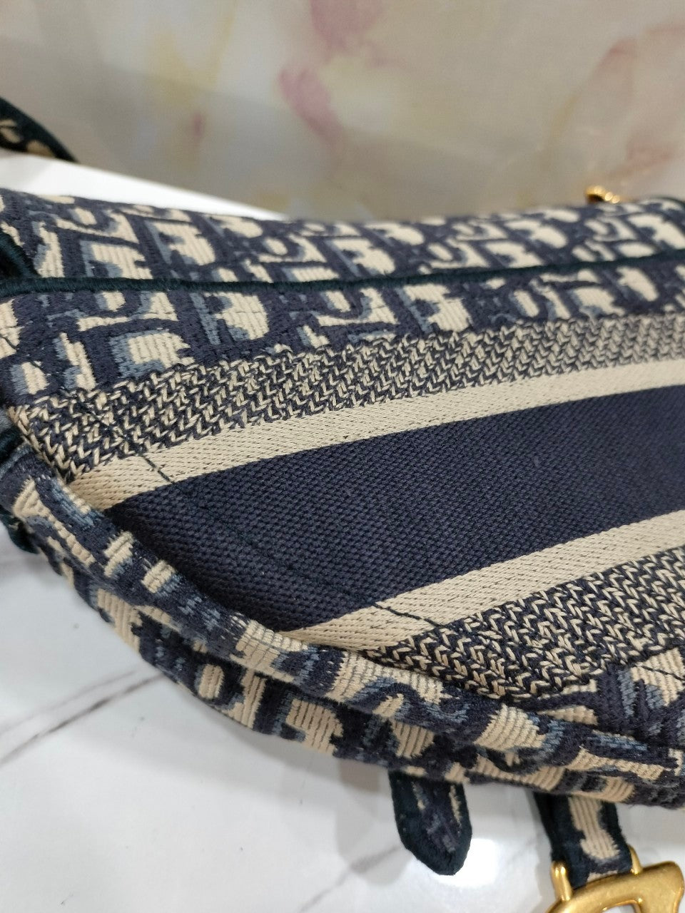 Dior Saddle Medium Oblique Embroidery Navy GHW 2020
