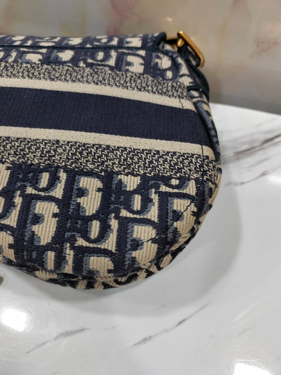 Dior Saddle Medium Oblique Embroidery Navy GHW 2020