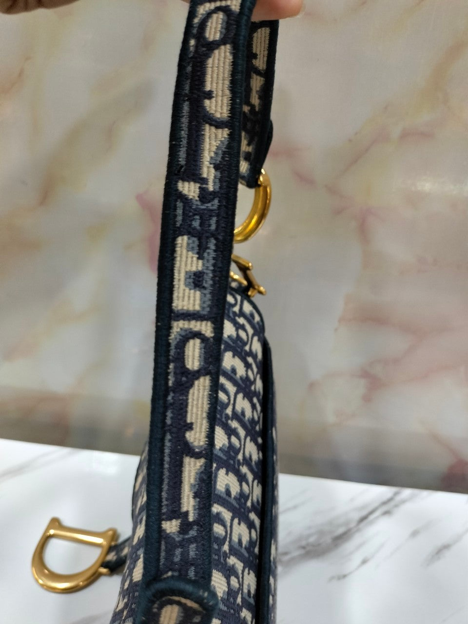 Dior Saddle Medium Oblique Embroidery Navy GHW 2020
