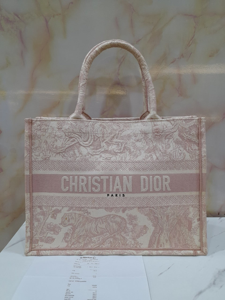 Dior Tote Book Medium Baby Pink Embroidery 2020