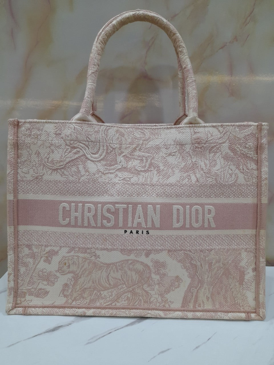 Dior Tote Book Medium Baby Pink Embroidery 2020