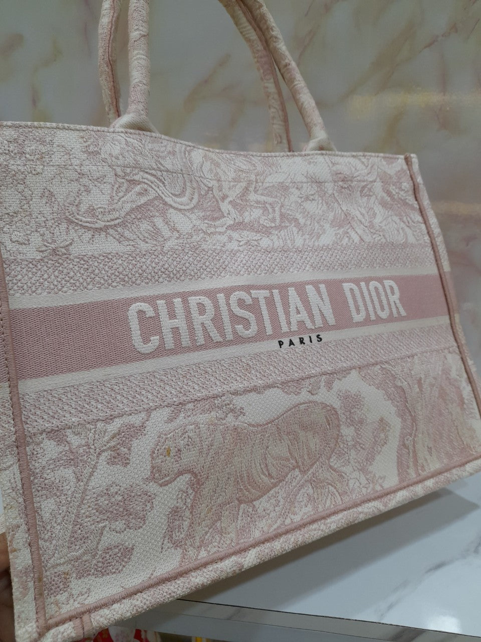 Dior Tote Book Medium Baby Pink Embroidery 2020