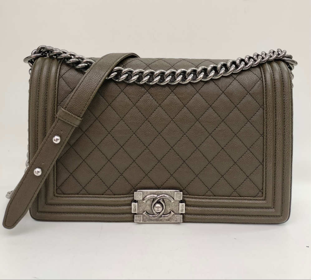 Chanel Boy 28 Caviar Khaki RHW #23