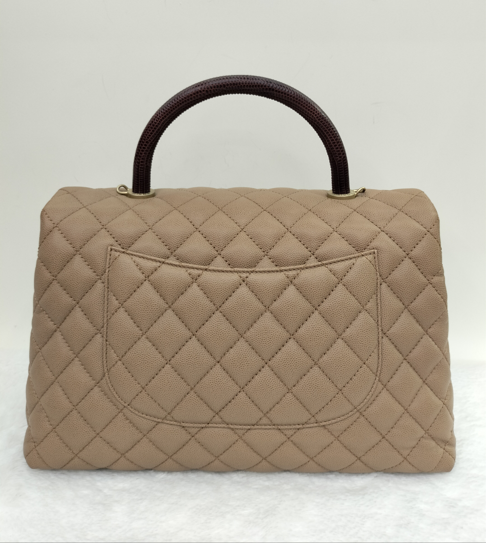 Chanel Coco Handle Large Caramel Handle Lizard GHW #24