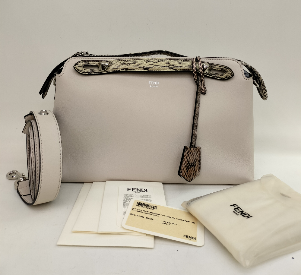 Fendi BTW Medium Off White Handle Python SHW 2017