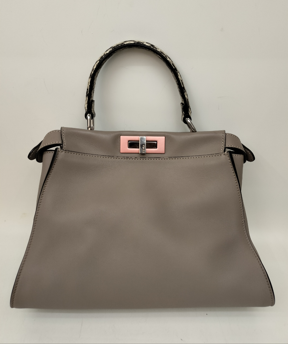 Fendi Peekaboo Medium Etoupe Handle Python SHW