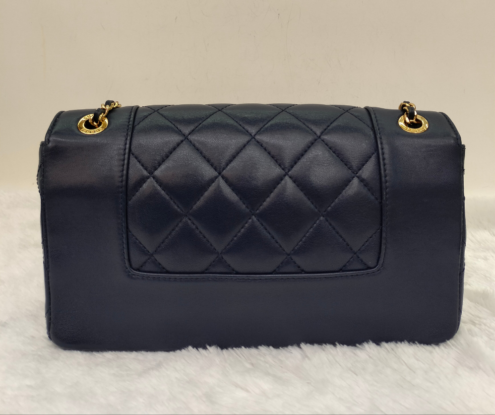Chanel Mademoiselle Medium Flap Sheepskin Navy GHW #21