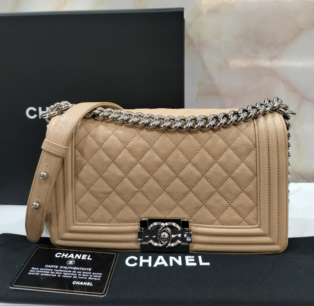 Chanel Boy 25 Caviar Beige SHW #28