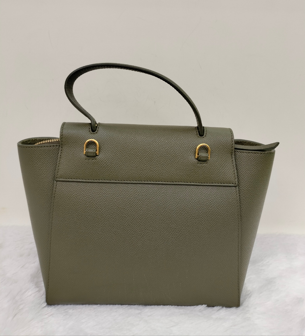 Celine Nano Belt Grained Green Army GHW 2019