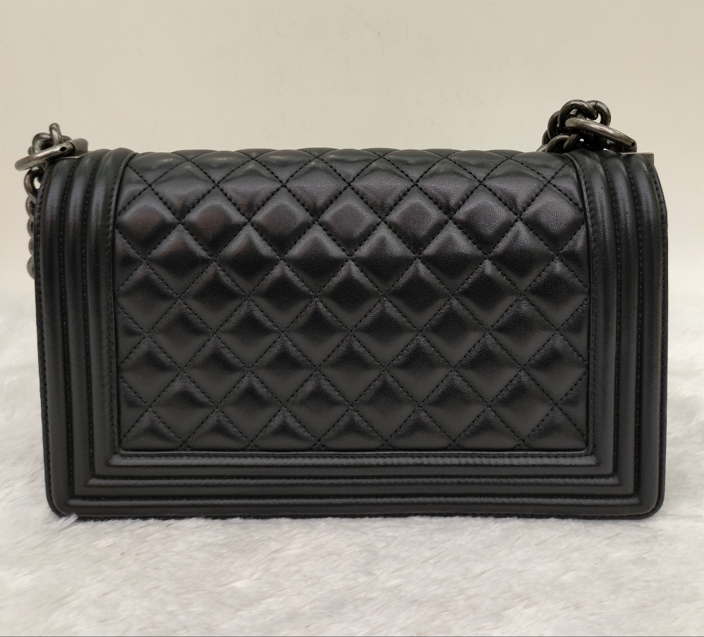 Chanel Boy 25 Lamb Black RHW #24