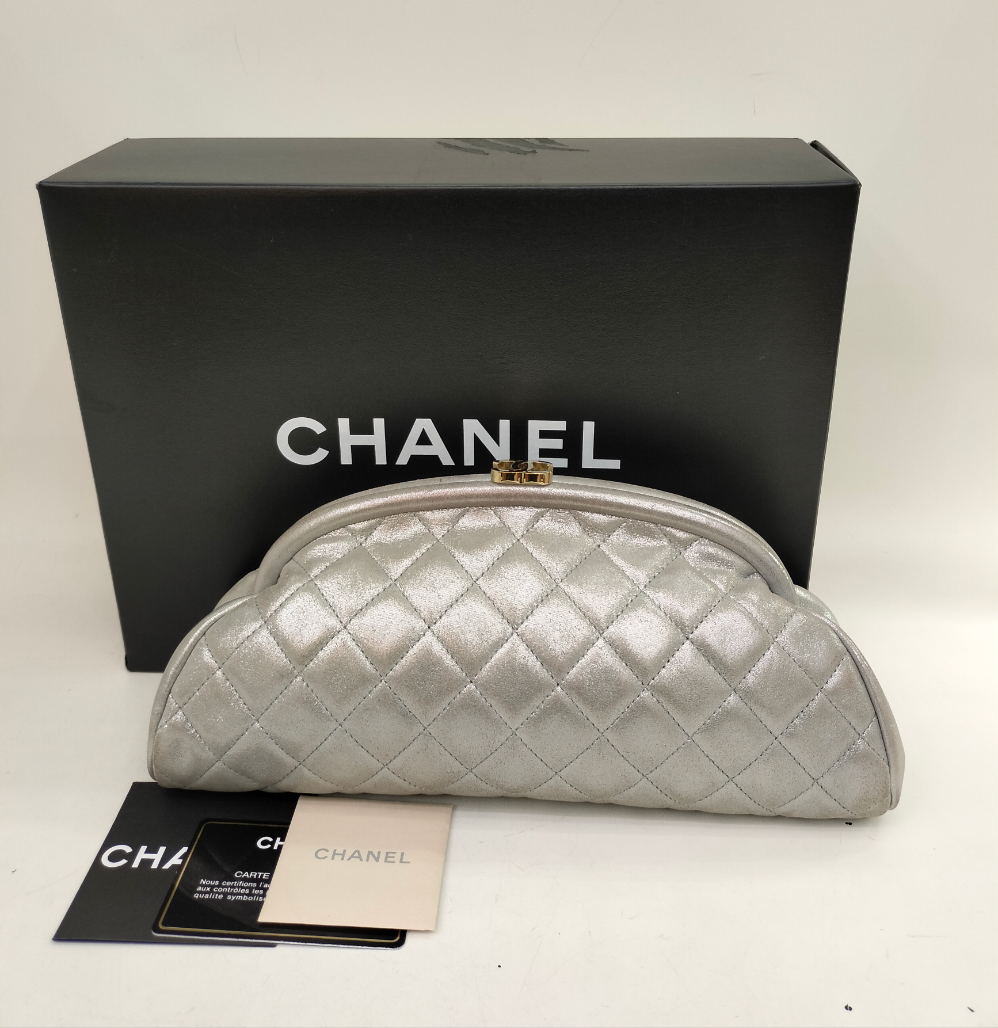 Chanel Timeless Clutch Metallic Silver GHW #15