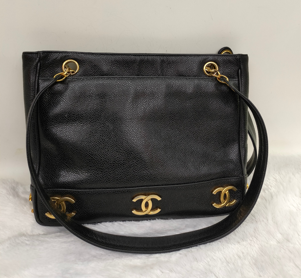 Chanel Triple Coco Chain Shoulder Caviar Black GHW #2