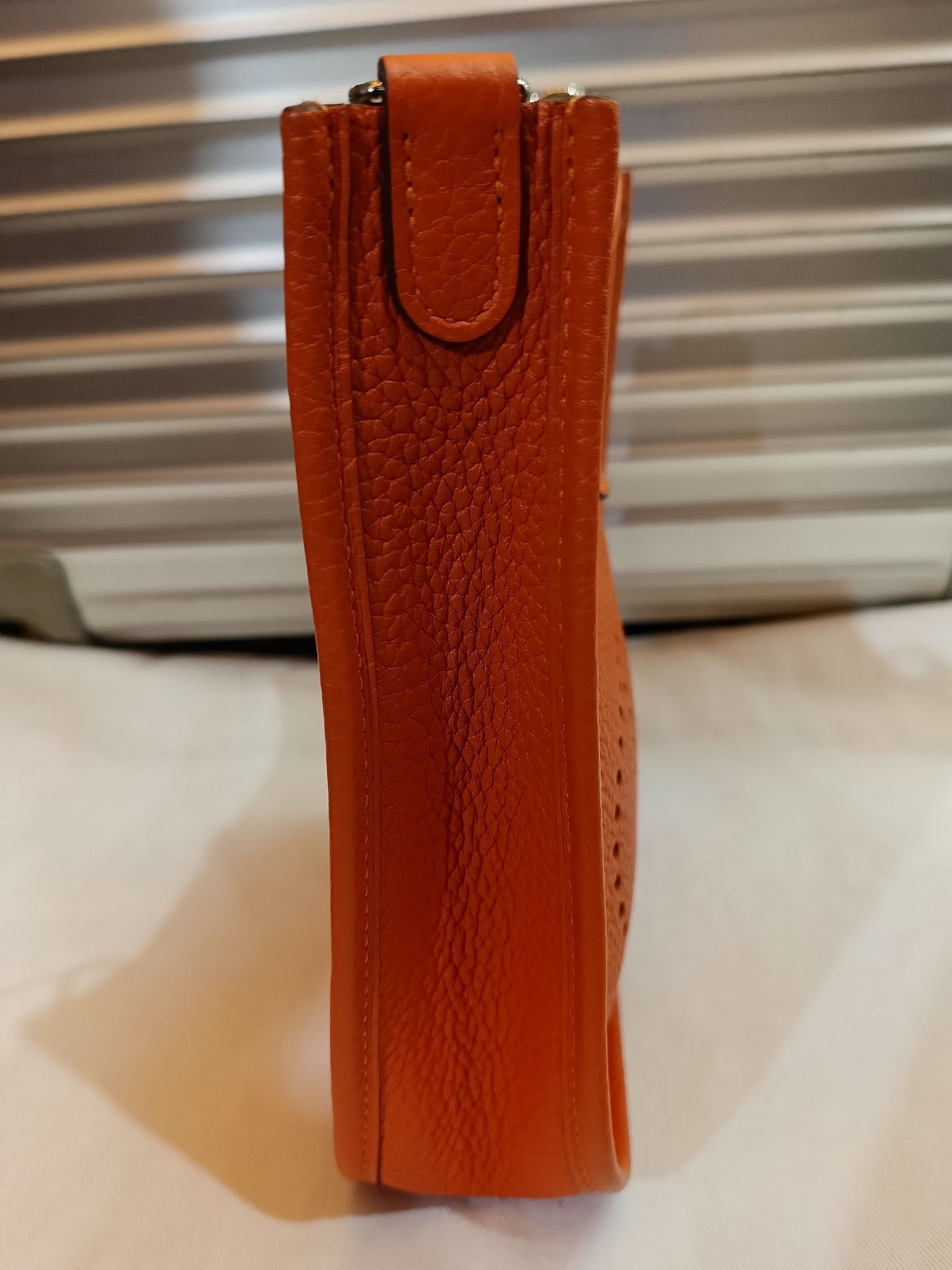 Hermes mini Evelyn orange clem PHW #A