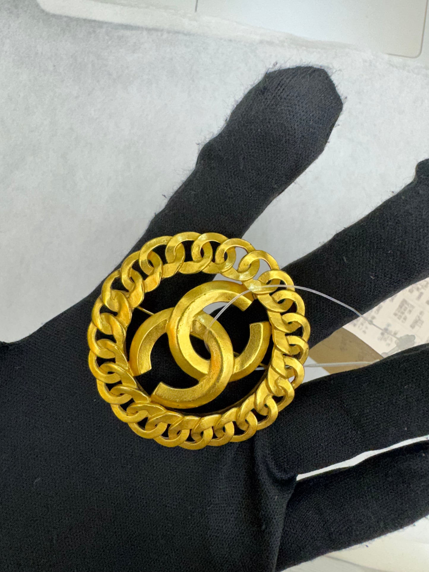 Chanel Brooch Coco Mark Chain Round GHW