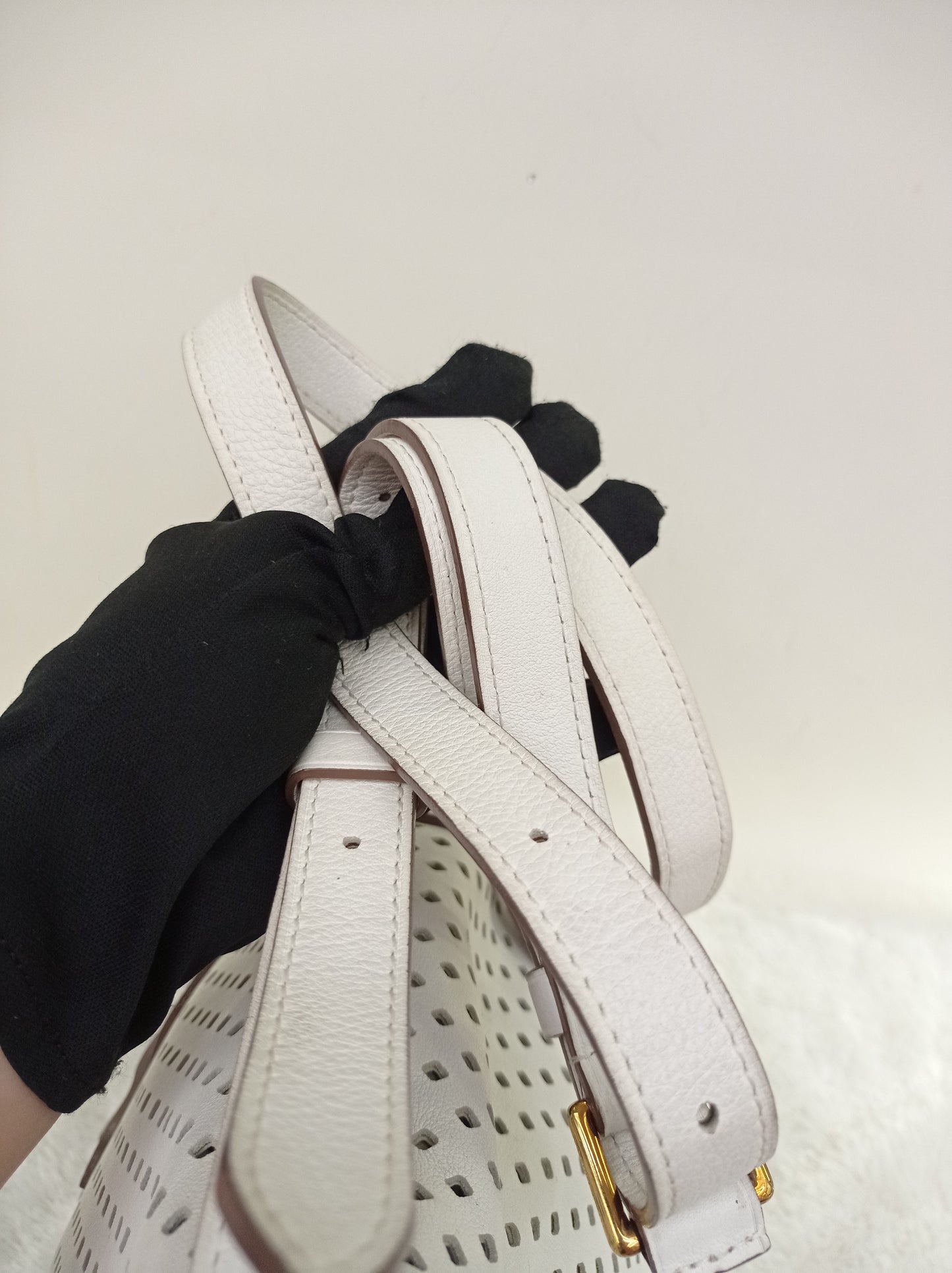 LV Saumur Perforated Limited Edition White Flore