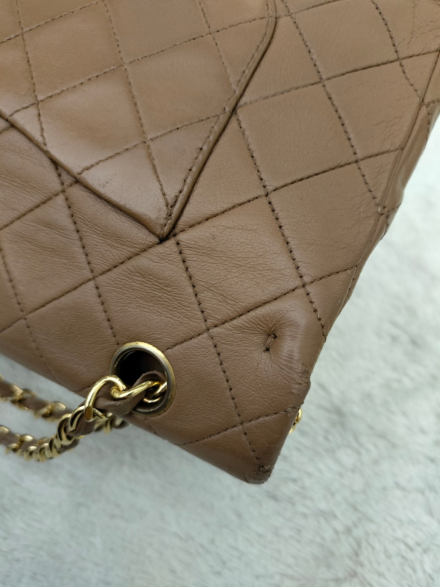 Chanel Medium Lamb Brown Vintage GHW DF #1