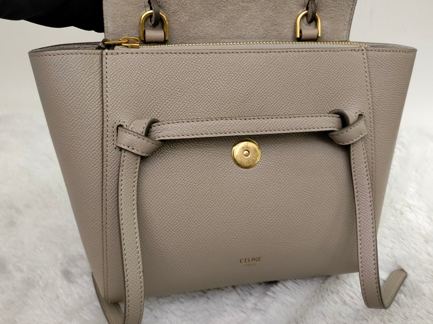 Celine Nano Belt Grained Light Taupe GHW 2019