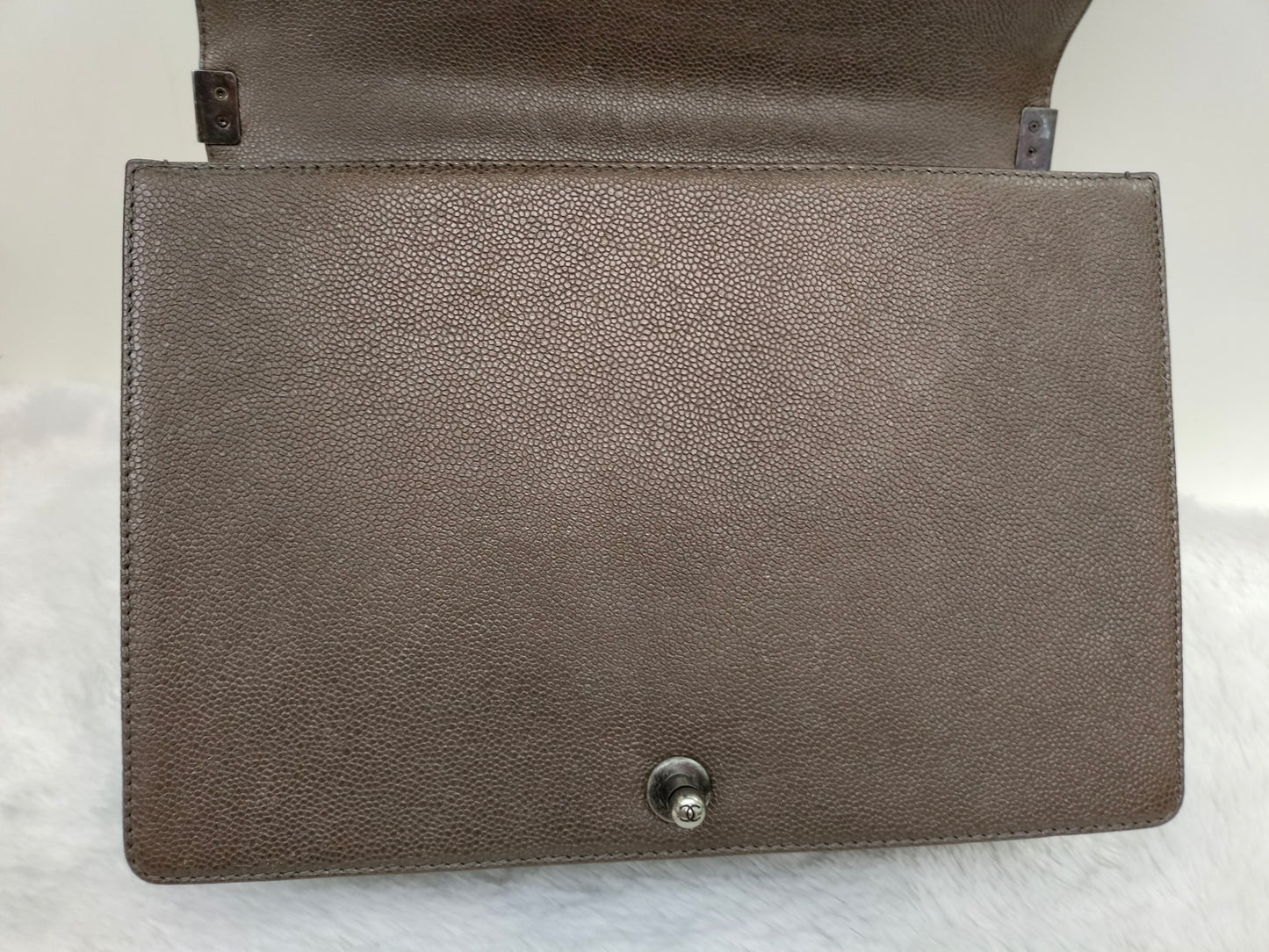 Chanel Boy Large Tweed Calfskin Brown RHW #18