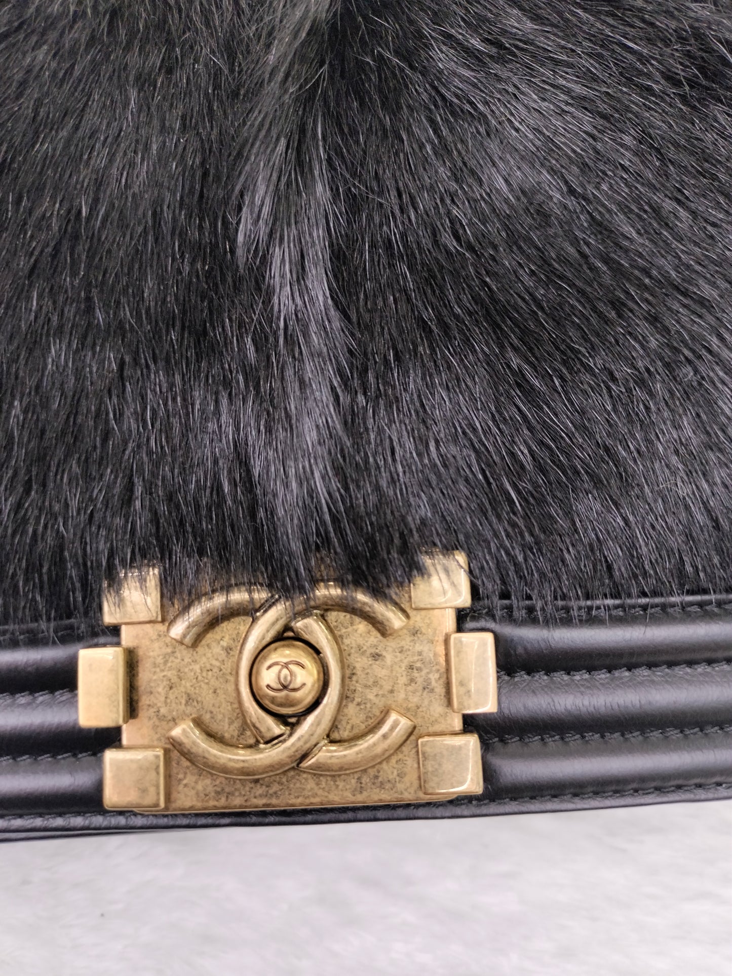 Chanel Boy 25 Fur Black RGHW #21