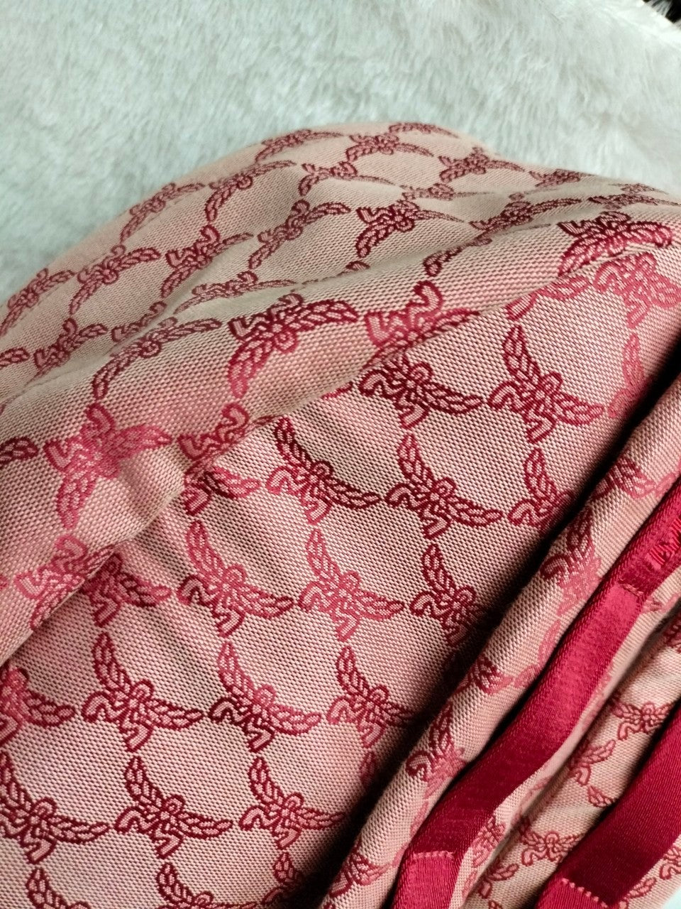 *Neverbeen Used* MCM Himmel Medium Backpack Lauretos Jacquard Red GHW 2024