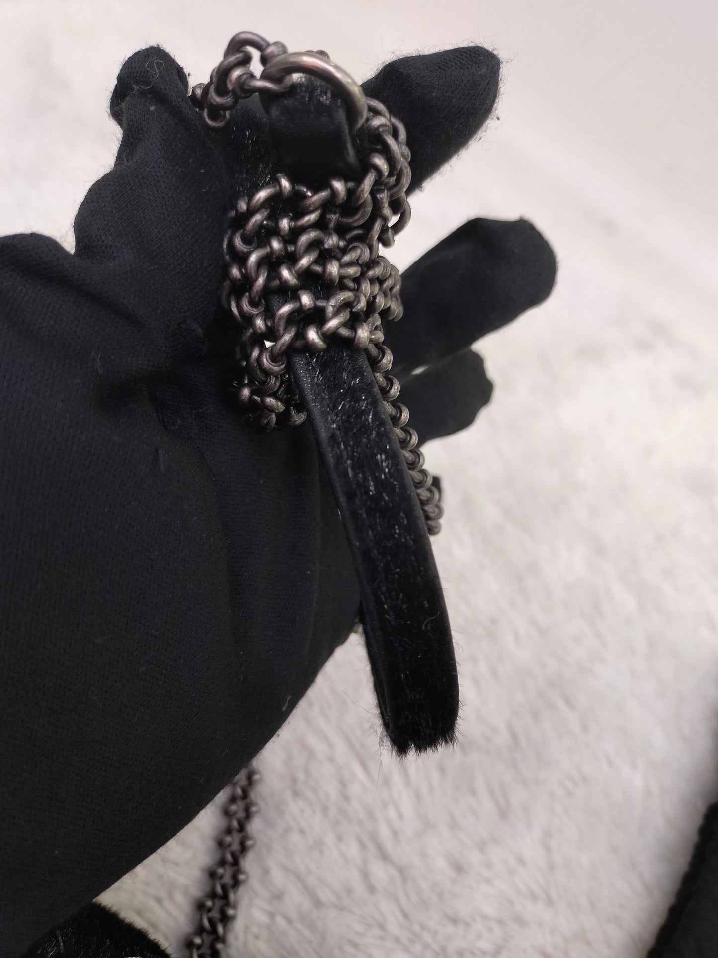 Chanel Mini Flap Calf Hair Metallic Black RHW #21