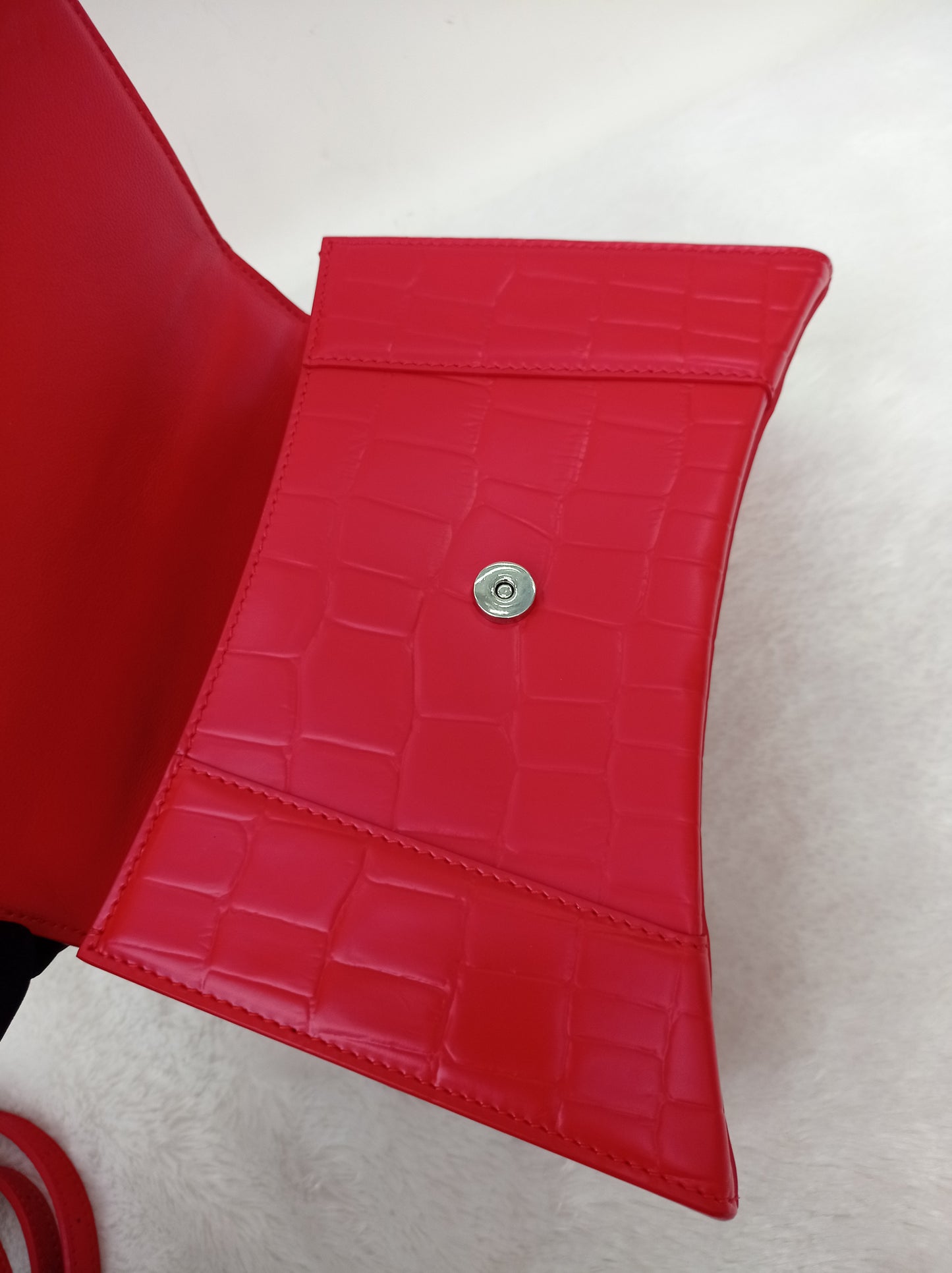 Balenciaga Hourglass Small Top Handle Croco Red SHW 2021