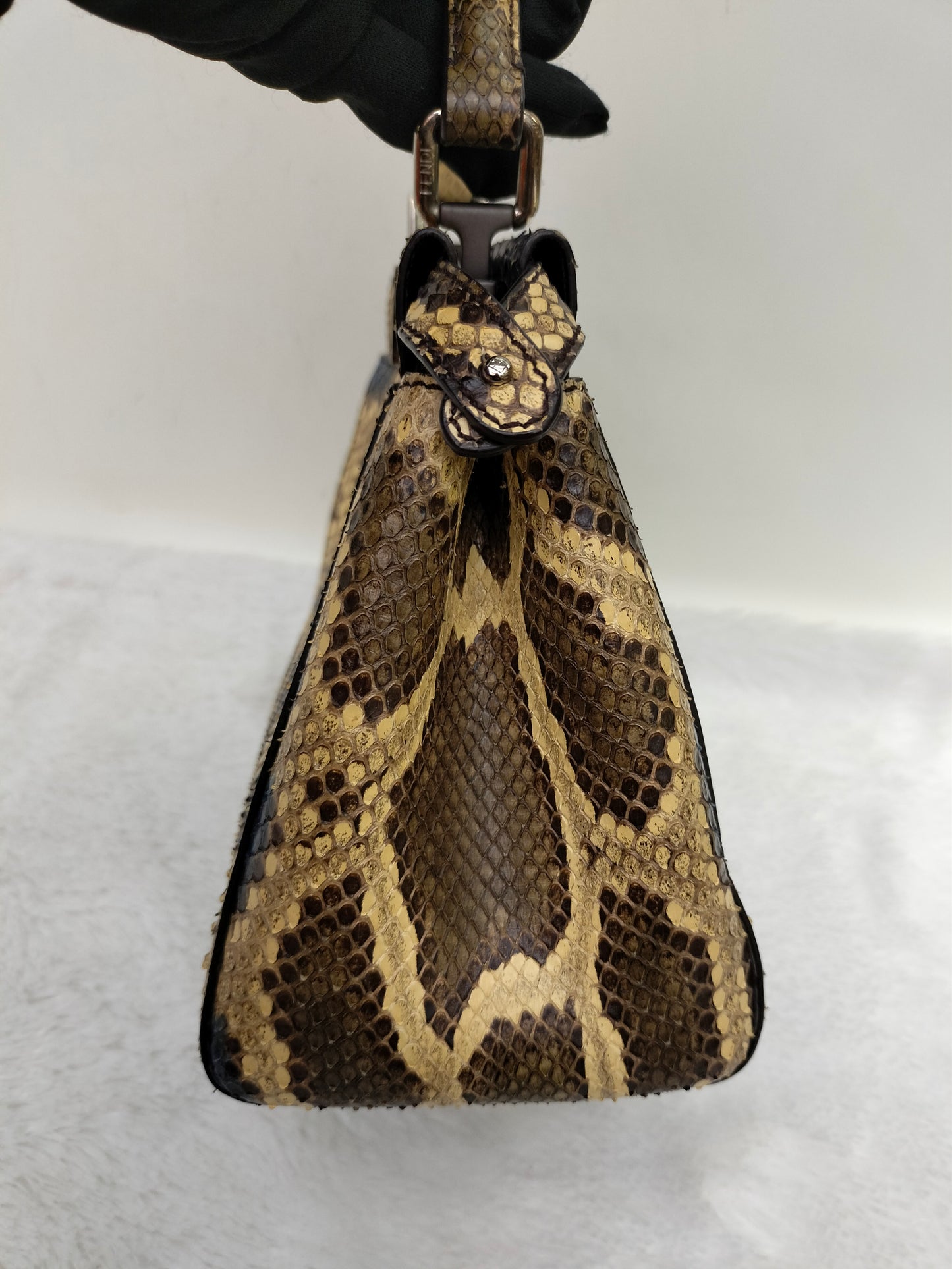 Fendi Peekaboo Mini Python Blue Beige SHW