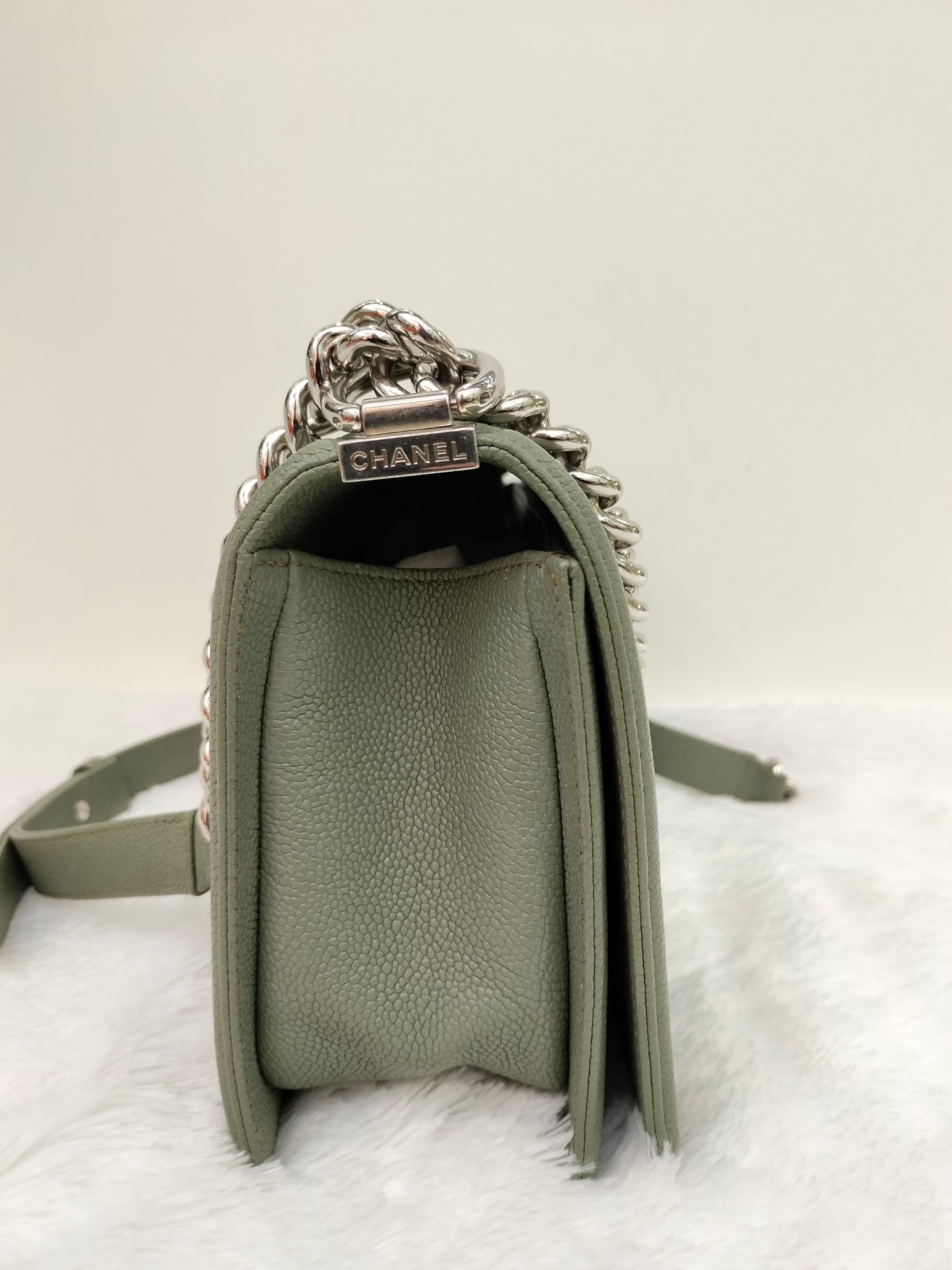 Chanel Boy 25 Caviar Green SHW #25