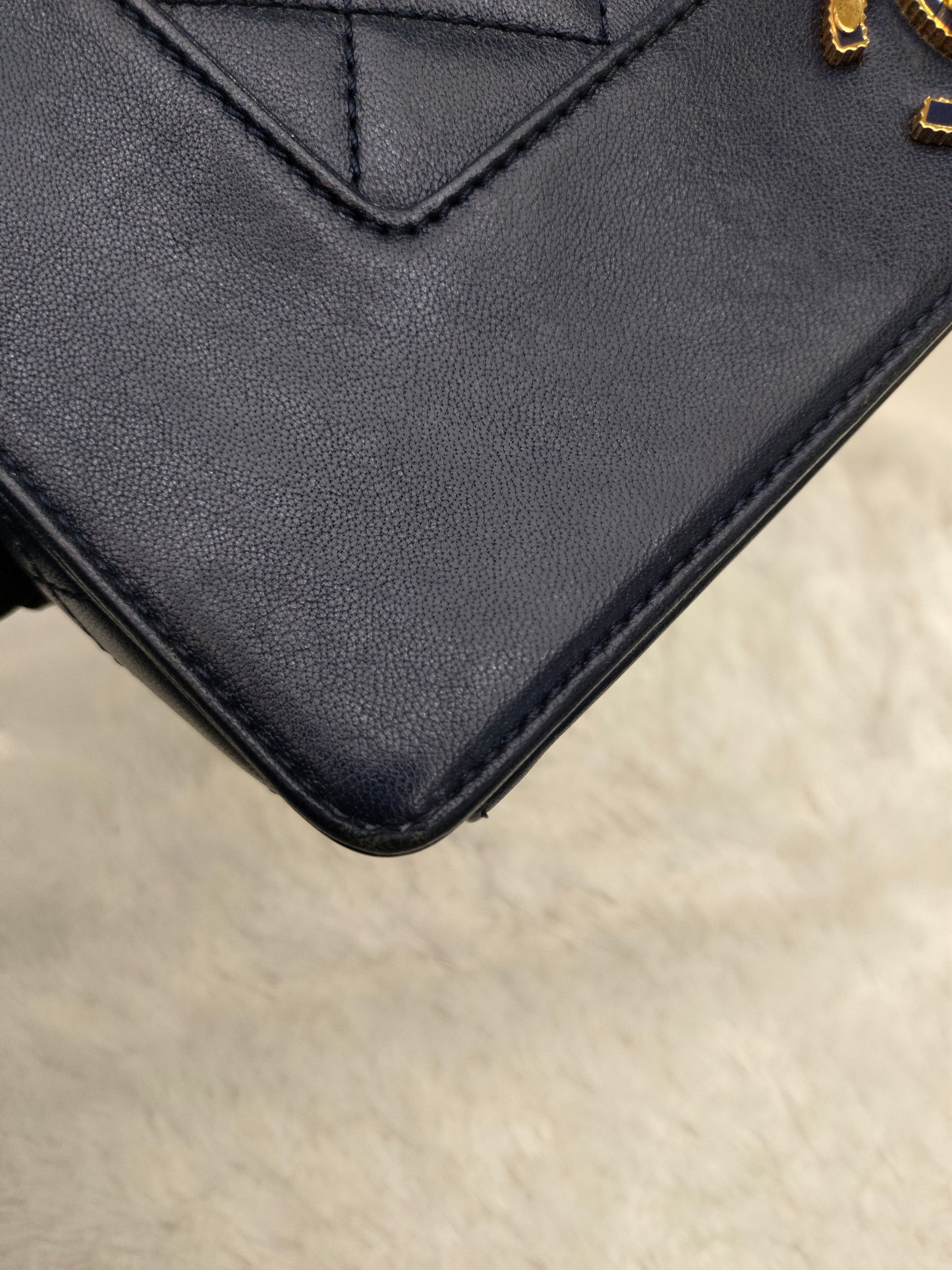 Chanel Mademoiselle Medium Flap Sheepskin Navy GHW #21