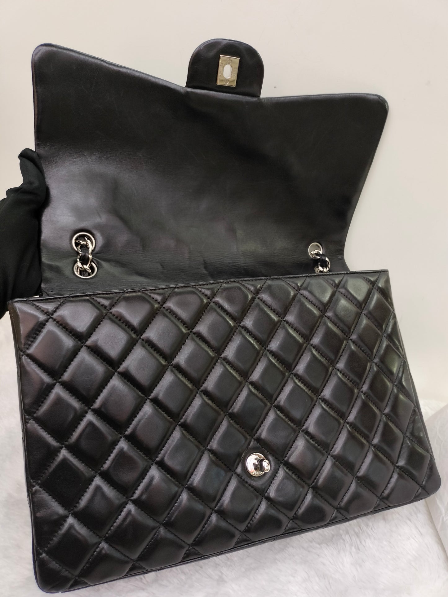 Chanel Maxi Lamb Black SHW SF #13