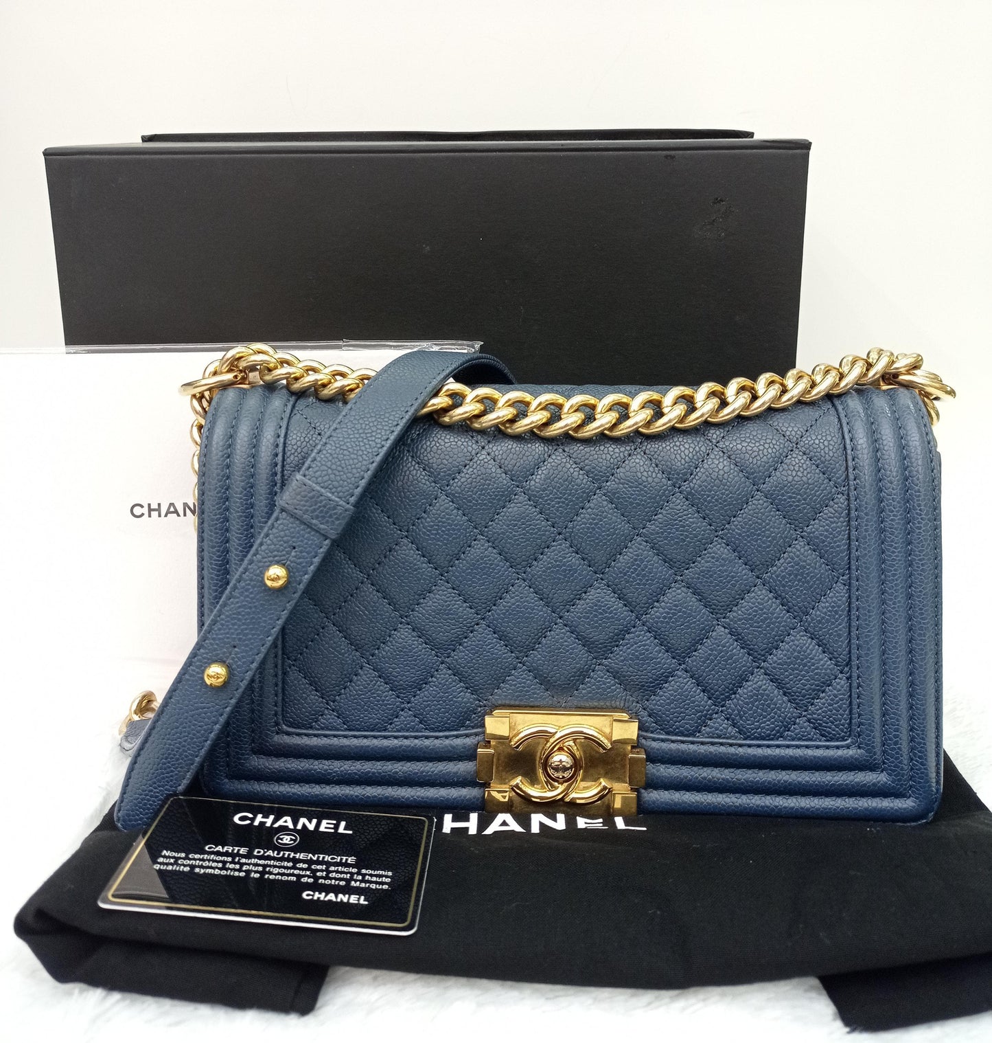 Chanel Boy 25 Caviar Blue GHW #23