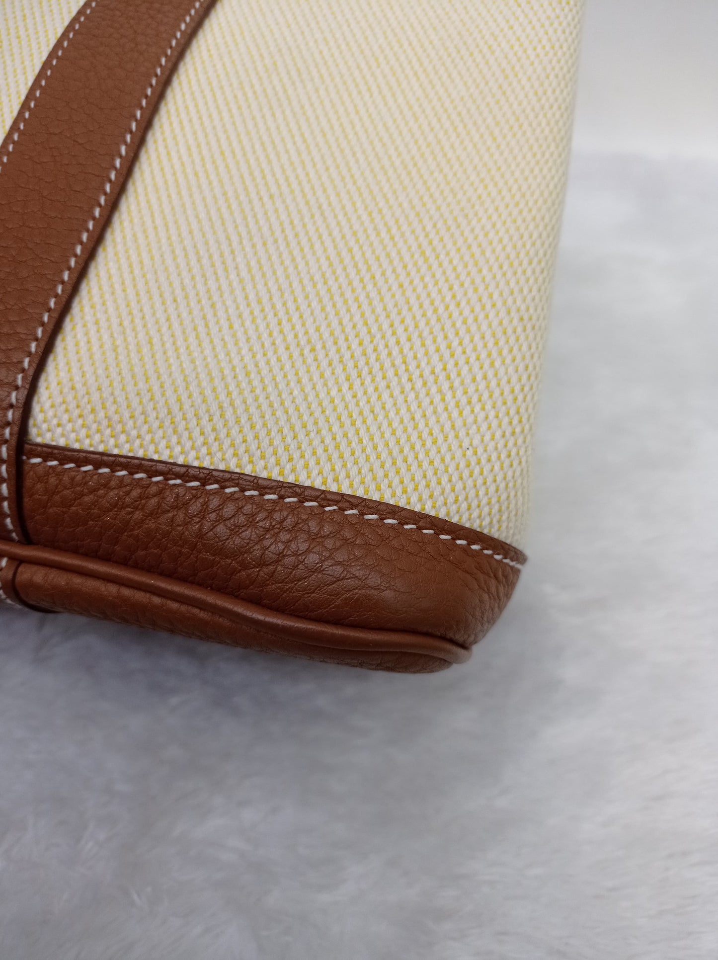 Garden Party 30 Canvas Leather Jaune Citroen Biscuit #C
