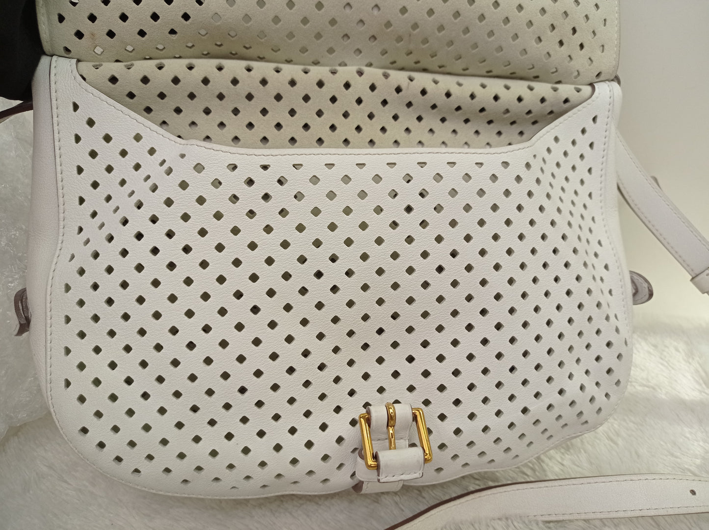 LV Saumur Perforated Limited Edition White Flore