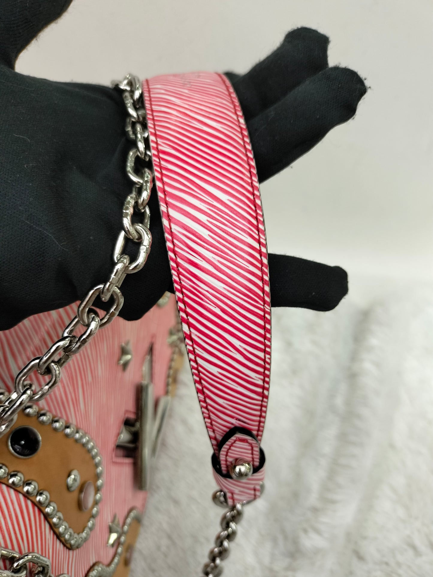 LV Twist MM Epi Studded Denim Red 2017