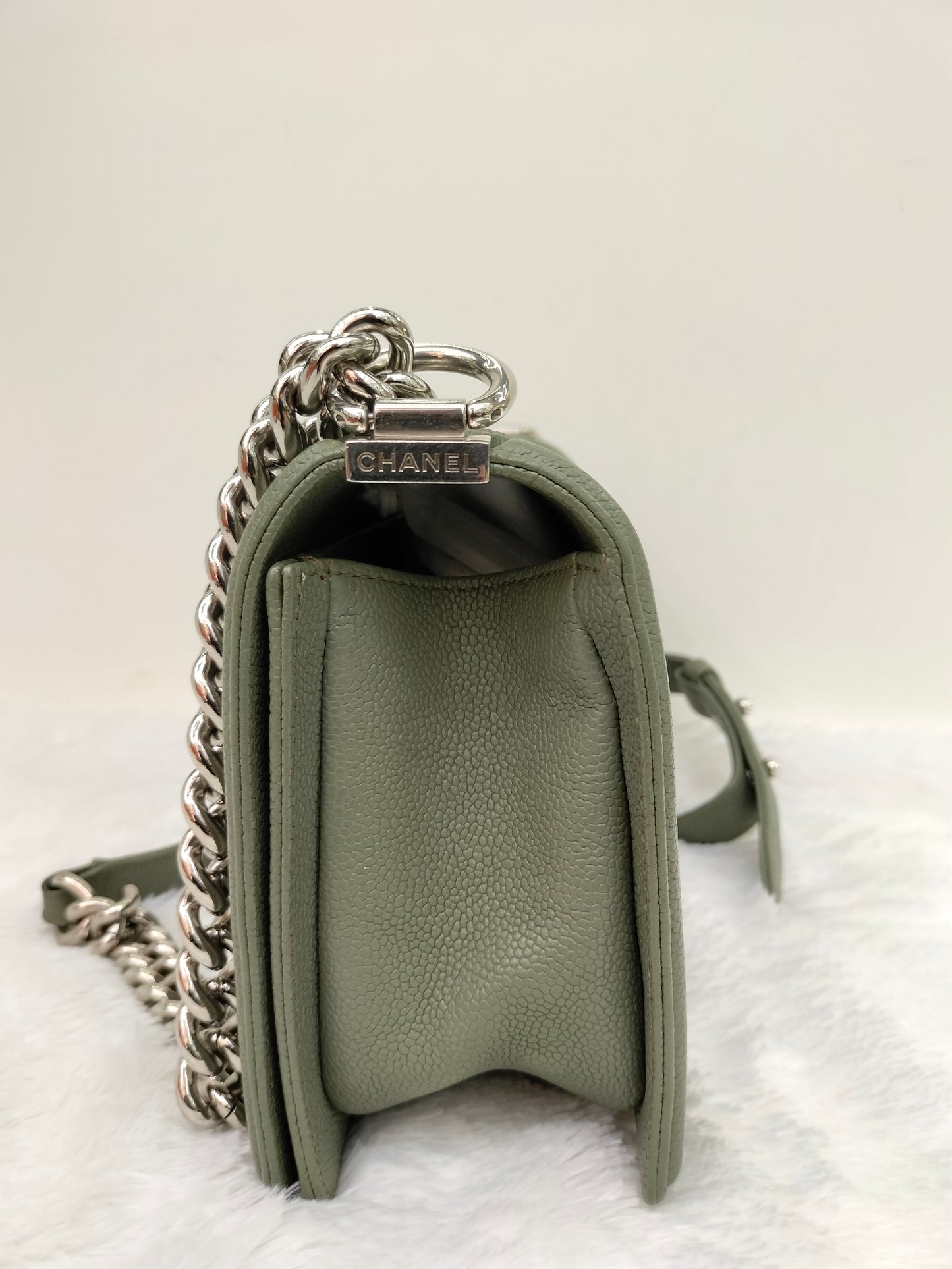 Chanel Boy 25 Caviar Green SHW #25
