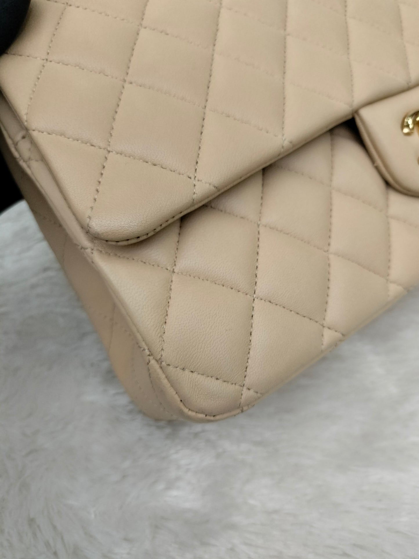 Chanel Medium Lamb Beige GHW DF #19