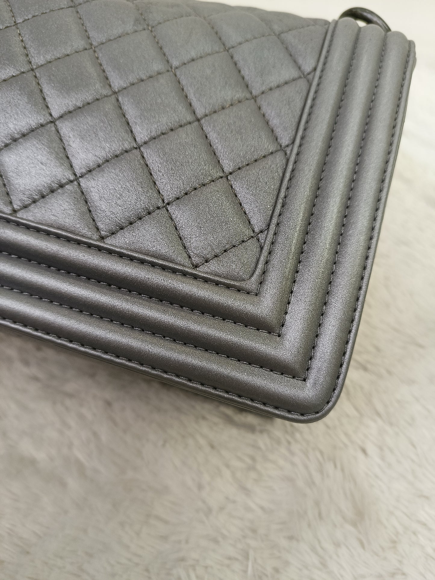 Chanel Boy 25 Calfskin Silver RGHW #19