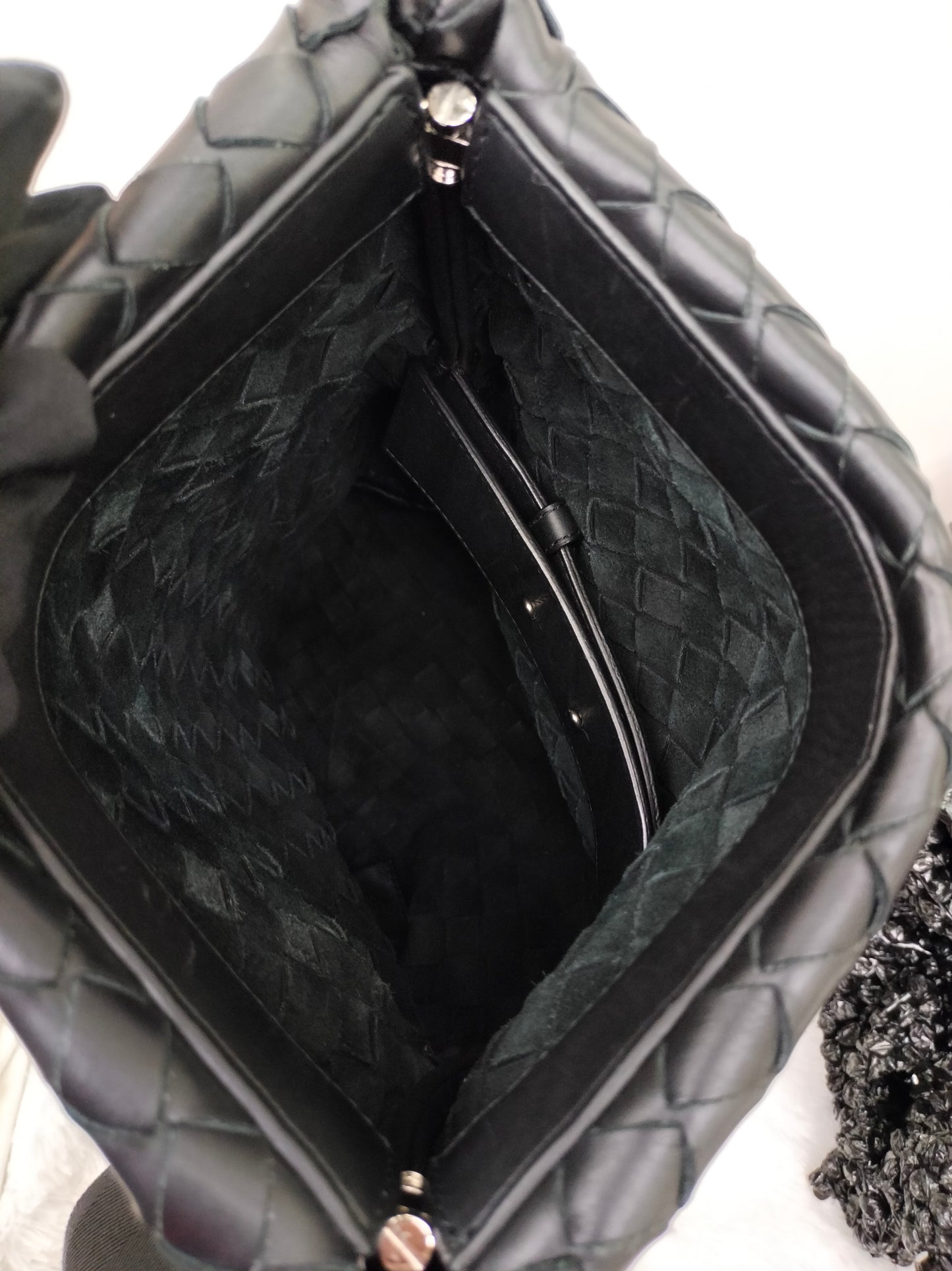 Bottega Veneta Fold Over Flap Black SHW