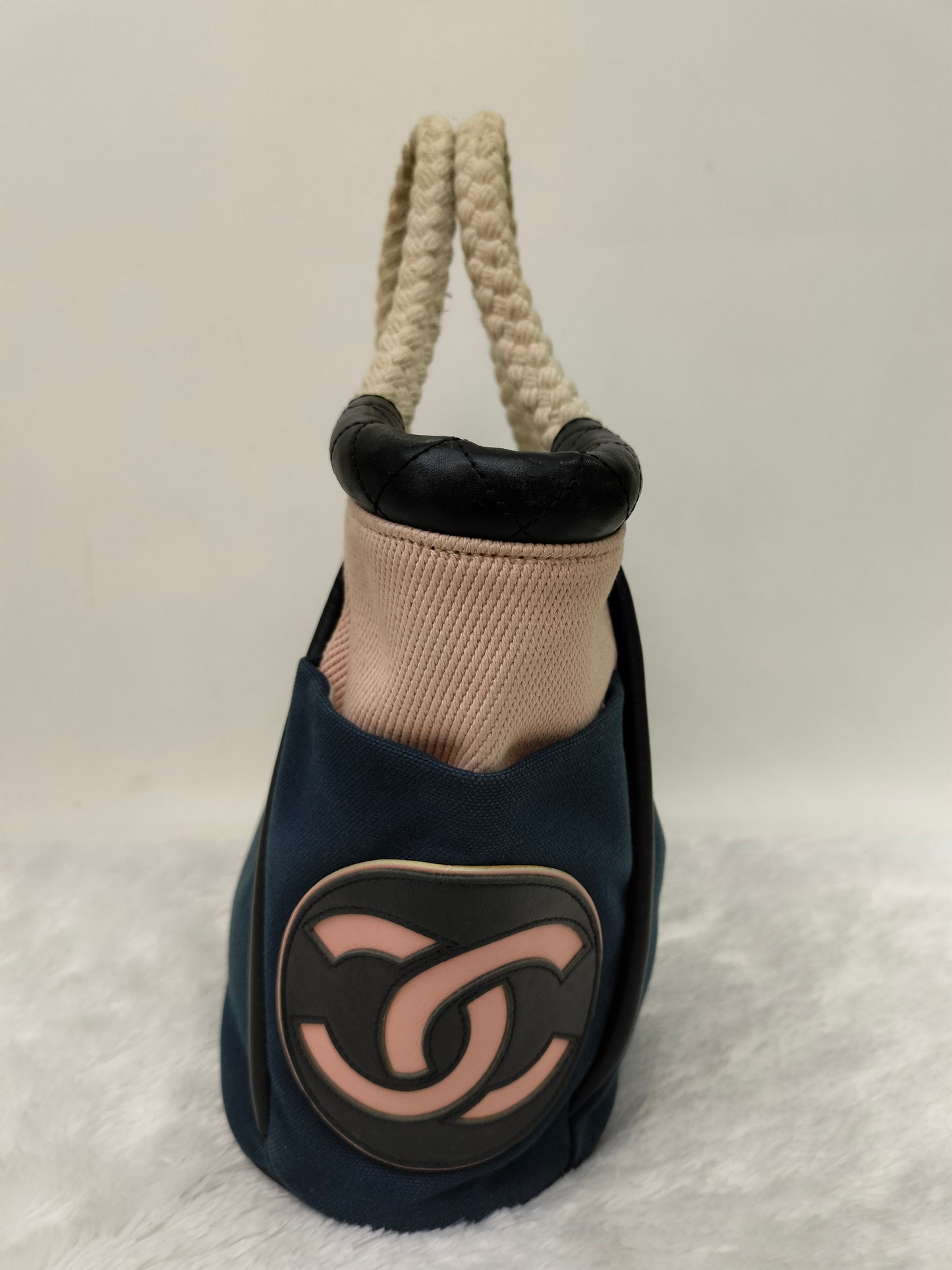 Chanel Mademoiselle Cruise Reissue Tote Canvas Blue White Black SHW #9