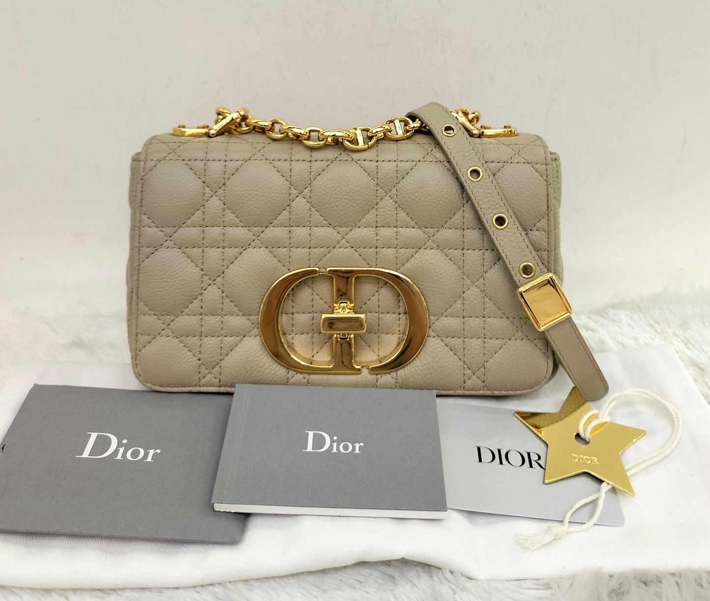Dior Caro Small Supple Cannage Beige GHW 2023