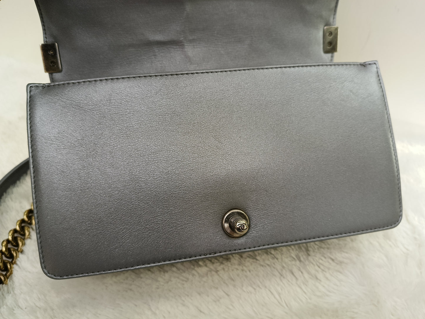 Chanel Boy 25 Calfskin Silver RGHW #19
