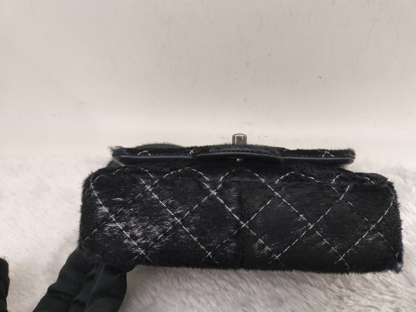 Chanel Mini Flap Calf Hair Metallic Black RHW #21