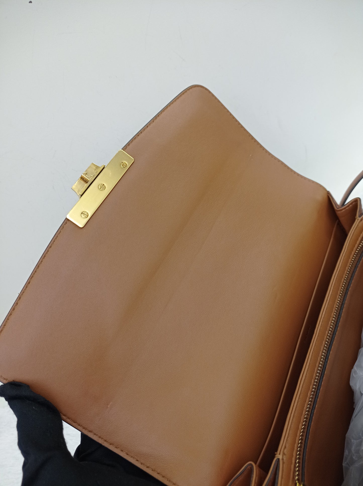 Celine Triomphe Canvas White Tan GHW 2019
