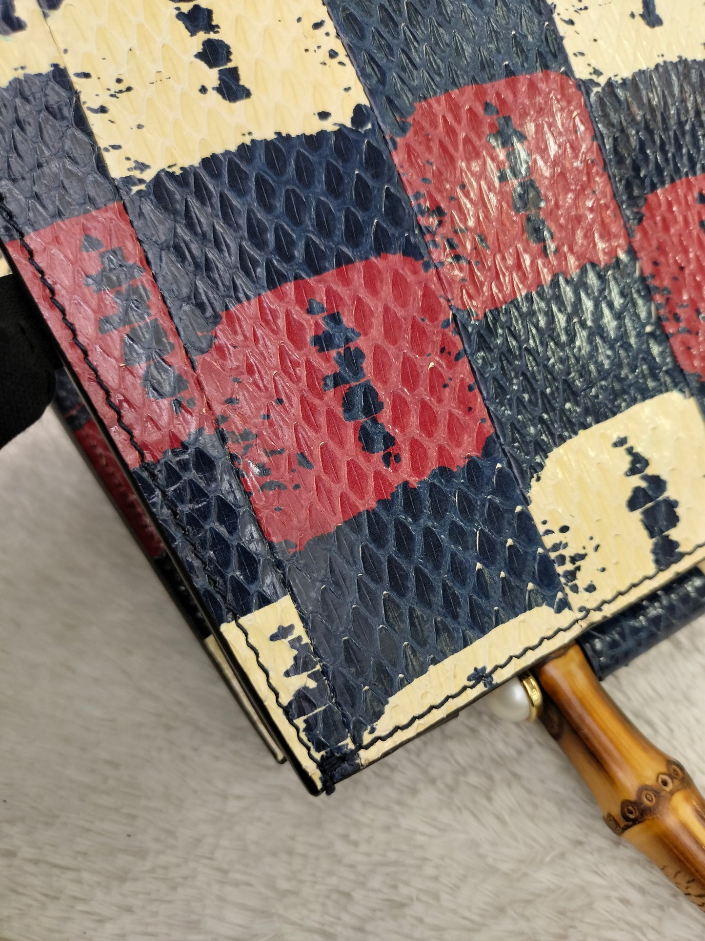 Gucci Nymphaea Top Handle Multicolour Snake Skin Handle Bamboo GHW